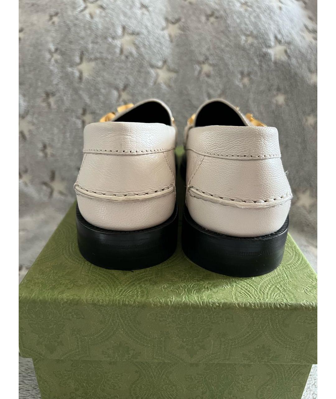 GUCCI Белые кожаные лоферы, фото 4