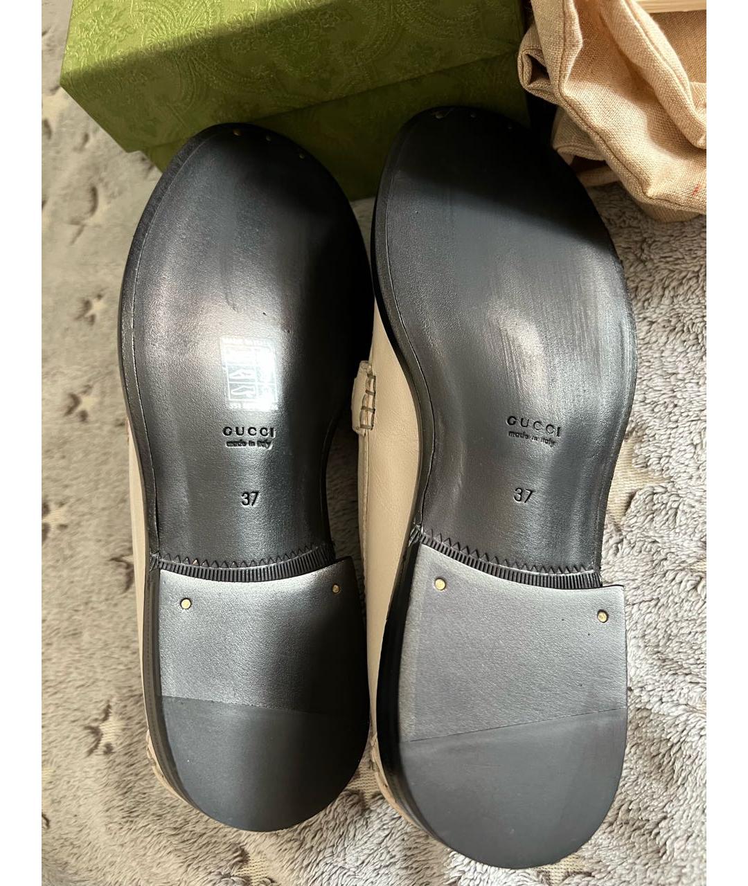 GUCCI Белые кожаные лоферы, фото 6