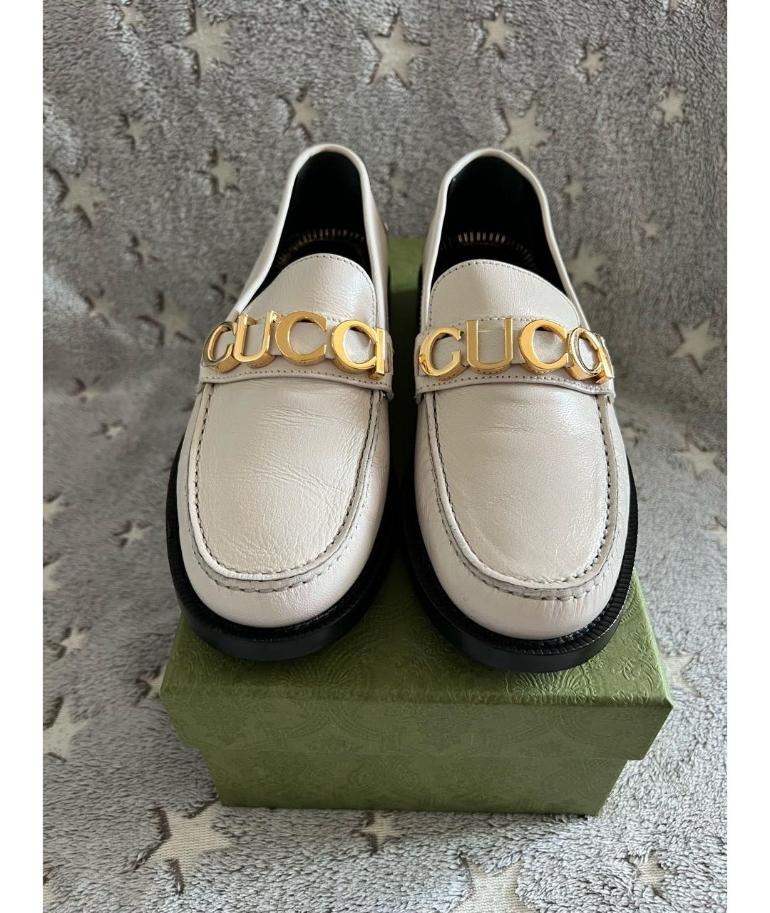 GUCCI Белые кожаные лоферы, фото 2