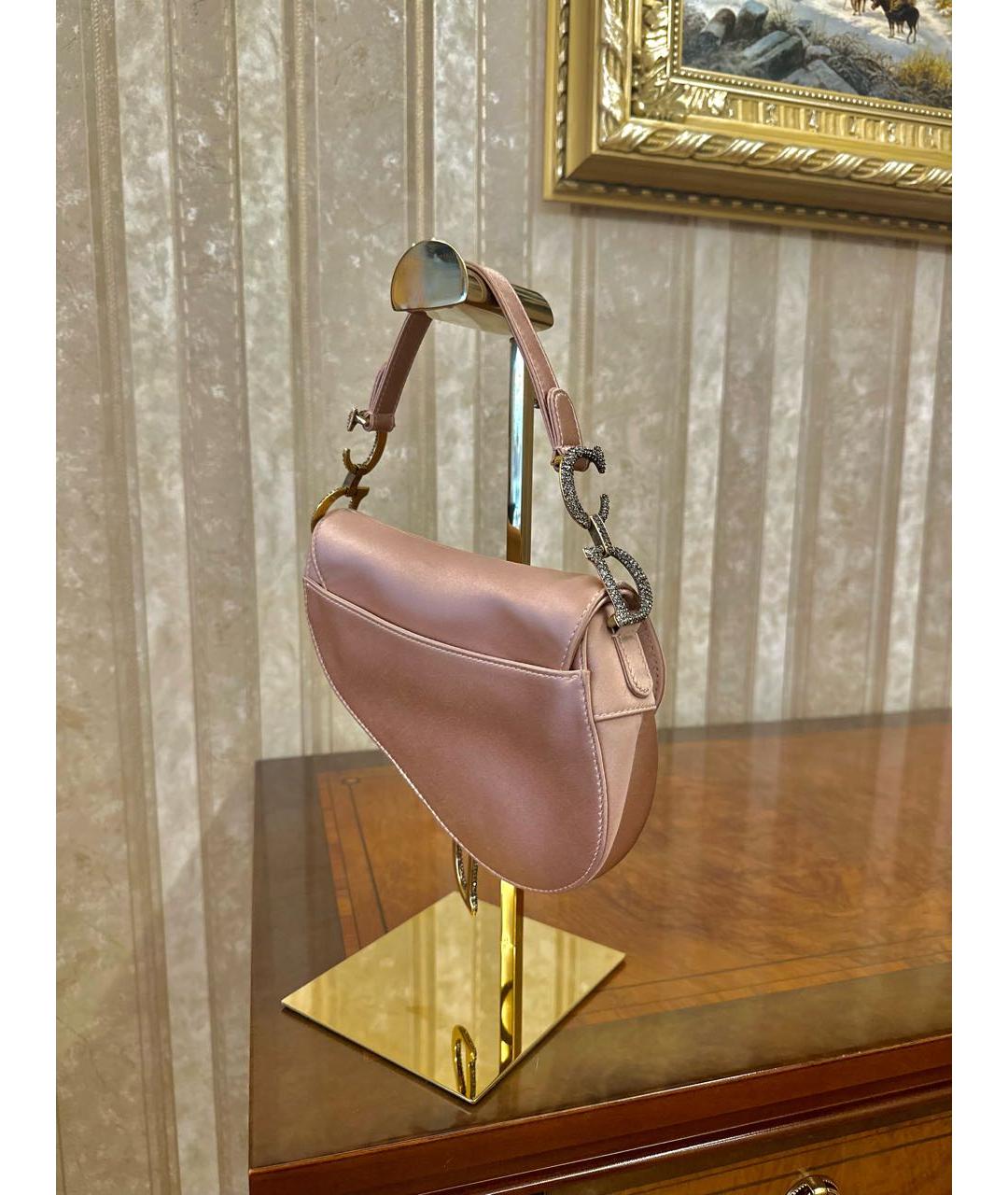 CHRISTIAN DIOR Розовая тканевая сумка с короткими ручками, фото 6