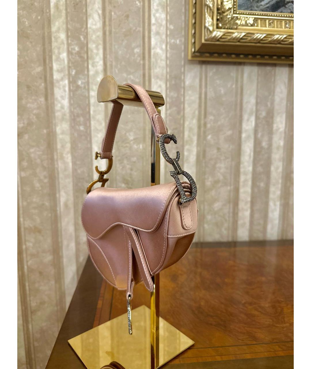 CHRISTIAN DIOR Розовая тканевая сумка с короткими ручками, фото 5