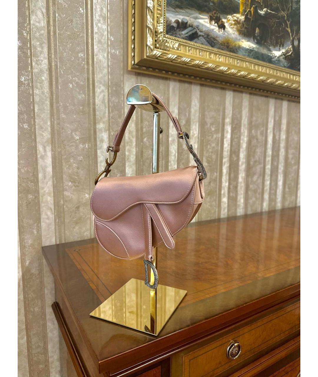 CHRISTIAN DIOR Розовая тканевая сумка с короткими ручками, фото 2