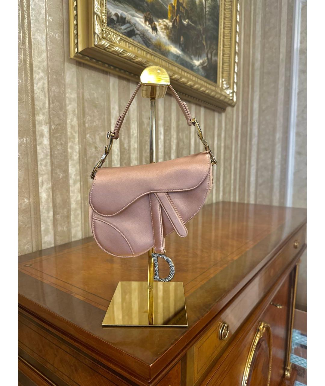 CHRISTIAN DIOR Розовая тканевая сумка с короткими ручками, фото 3