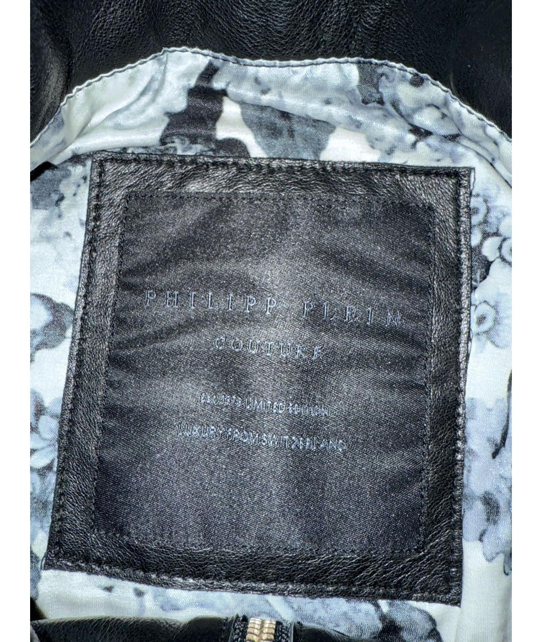 PHILIPP PLEIN Черная кожаная куртка, фото 2