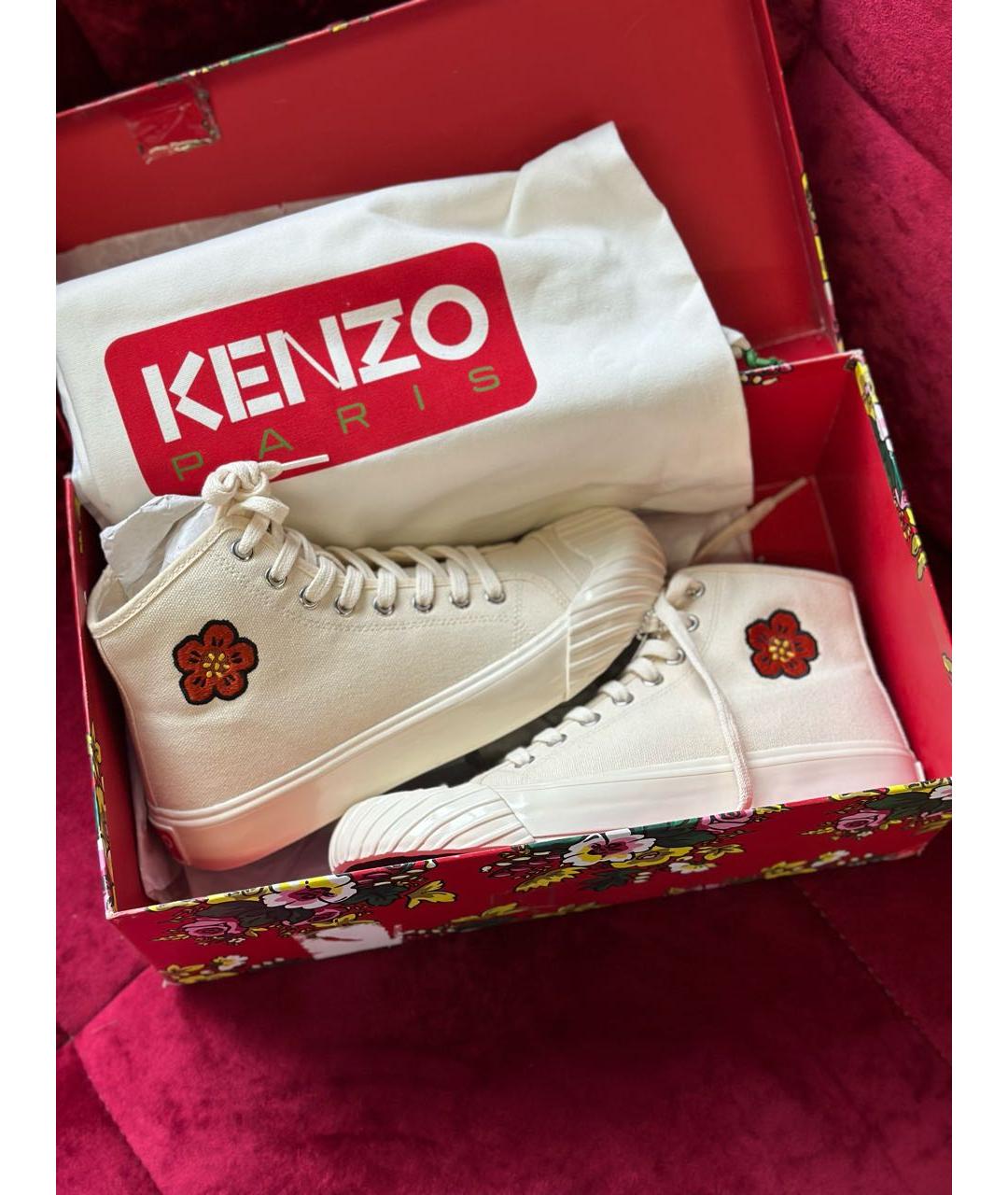 KENZO Бежевые текстильные кеды, фото 2