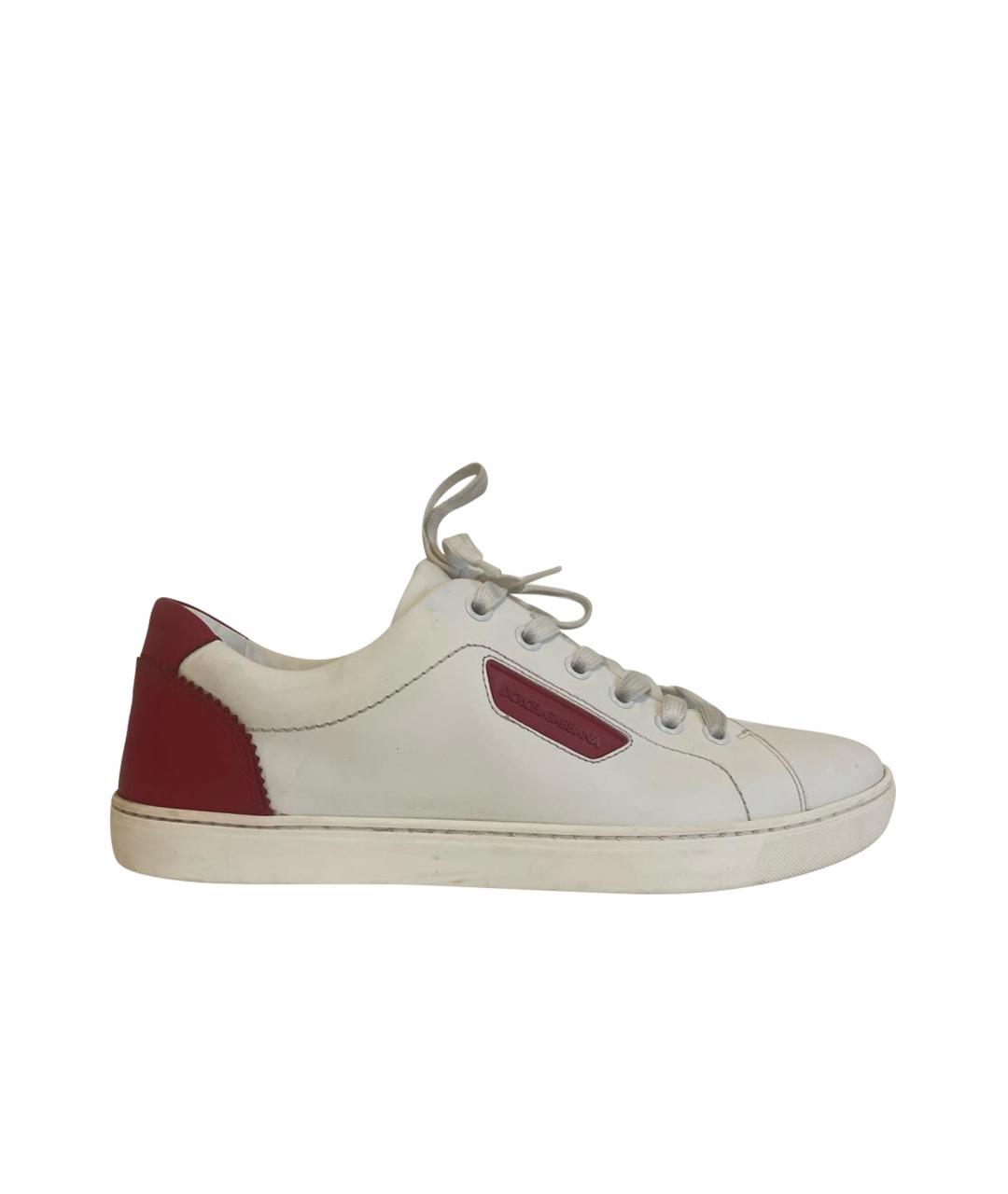 DOLCE&GABBANA Белые кожаные кеды, фото 1