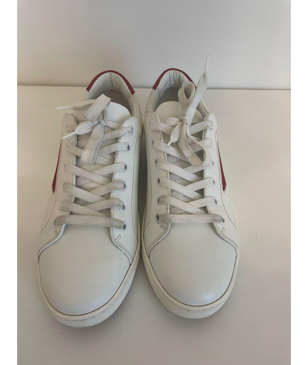 DOLCE&GABBANA Белые кожаные кеды, фото 2