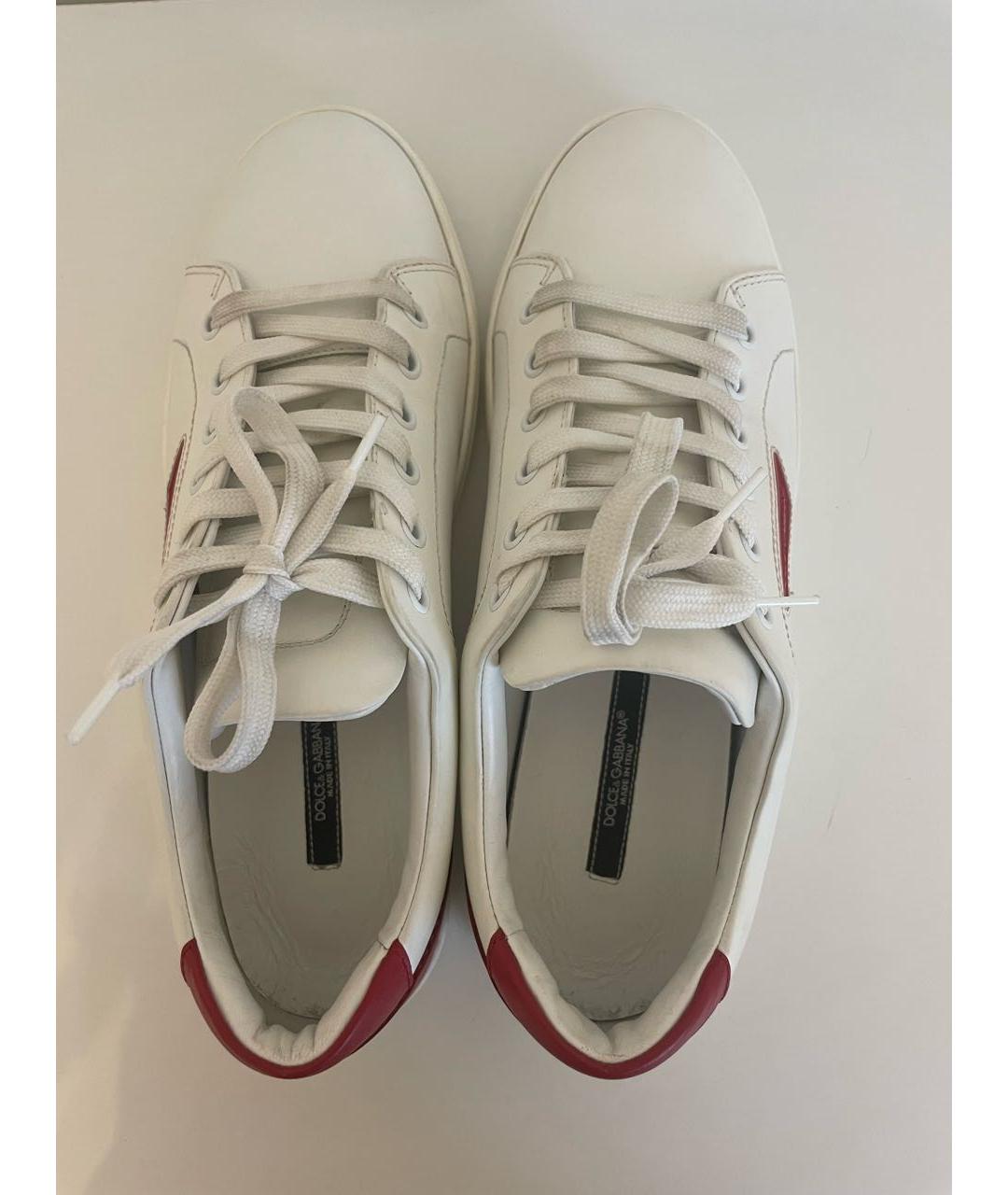 DOLCE&GABBANA Белые кожаные кеды, фото 3