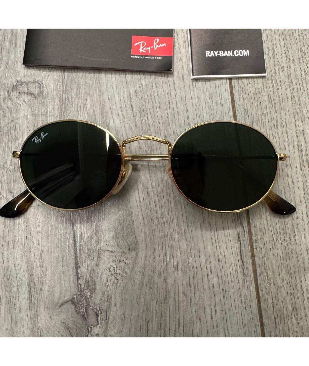 RAY BAN Золотые металлические солнцезащитные очки, фото 7