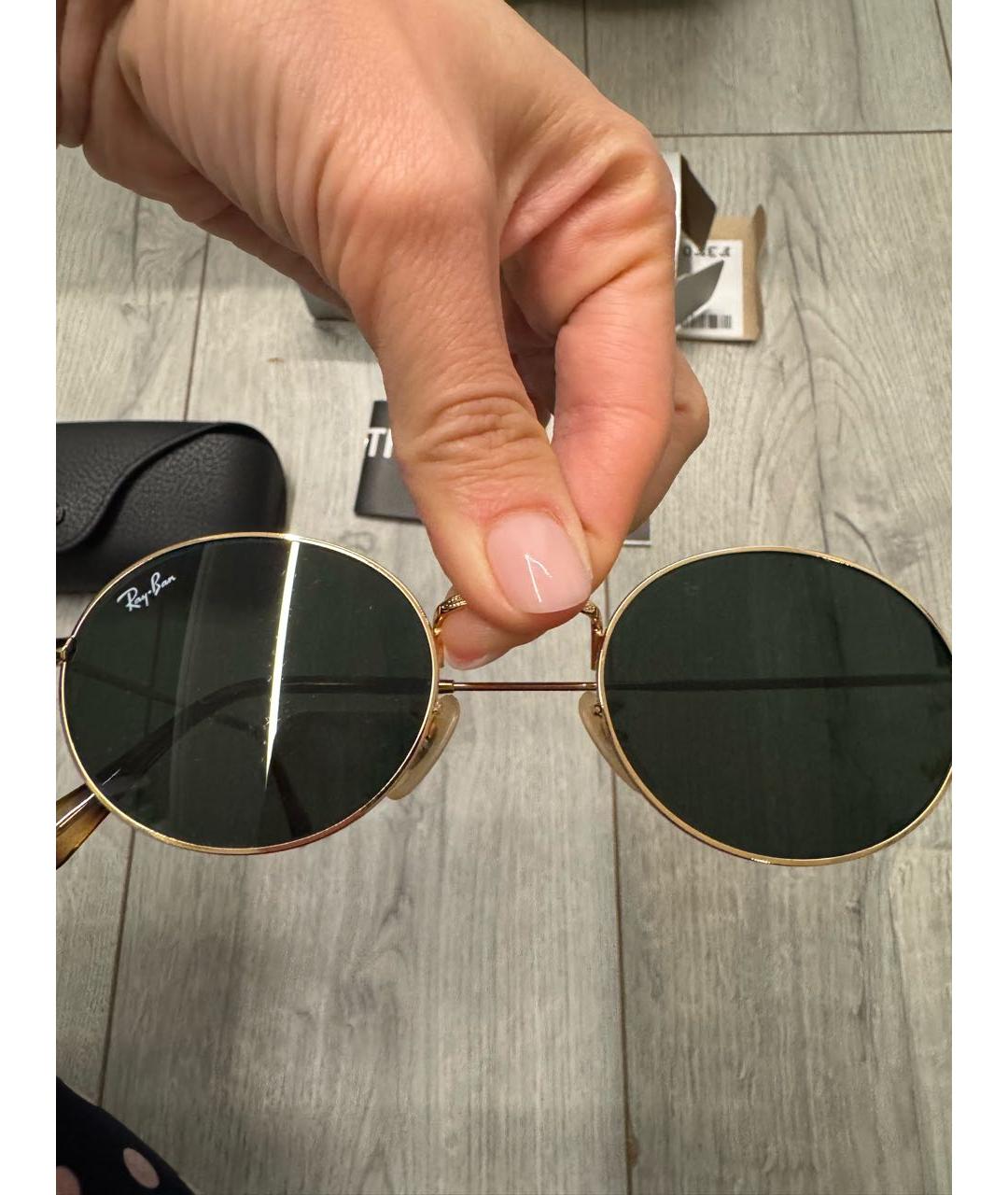 RAY BAN Золотые металлические солнцезащитные очки, фото 2
