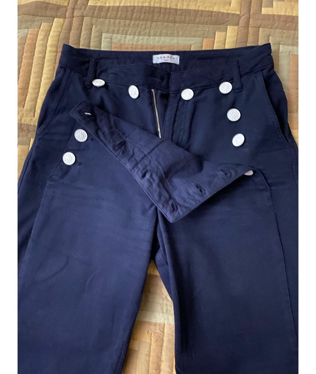 SANDRO Синие хлопковые брюки широкие, фото 3