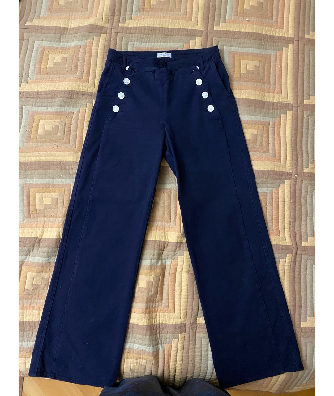SANDRO Синие хлопковые брюки широкие, фото 6