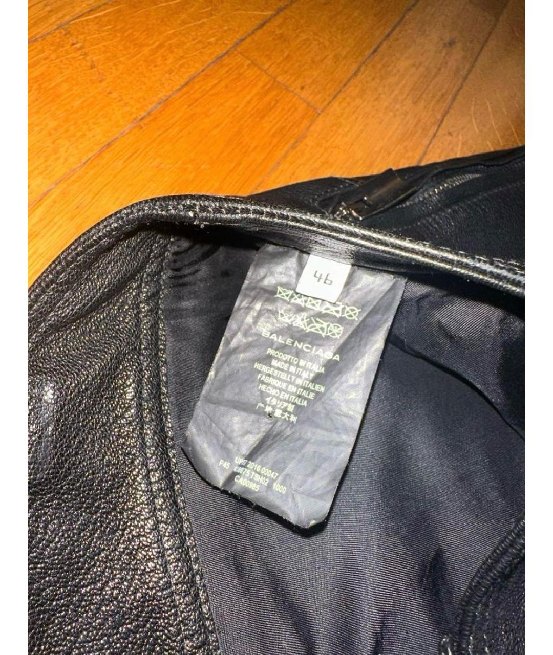 BALENCIAGA Черные кожаные брюки узкие, фото 4