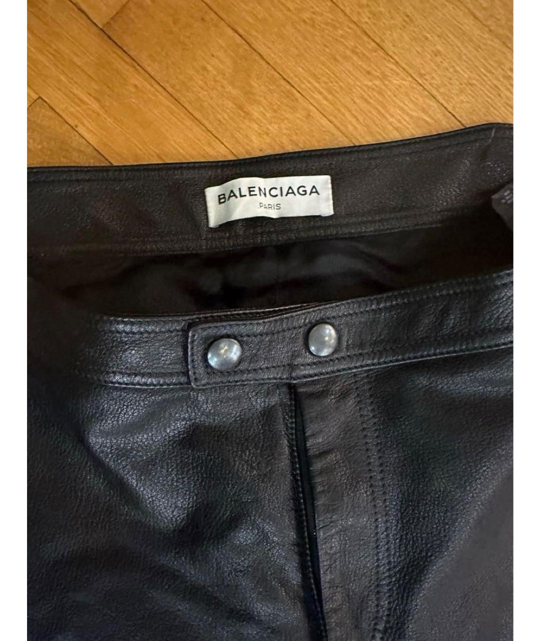 BALENCIAGA Черные кожаные брюки узкие, фото 3