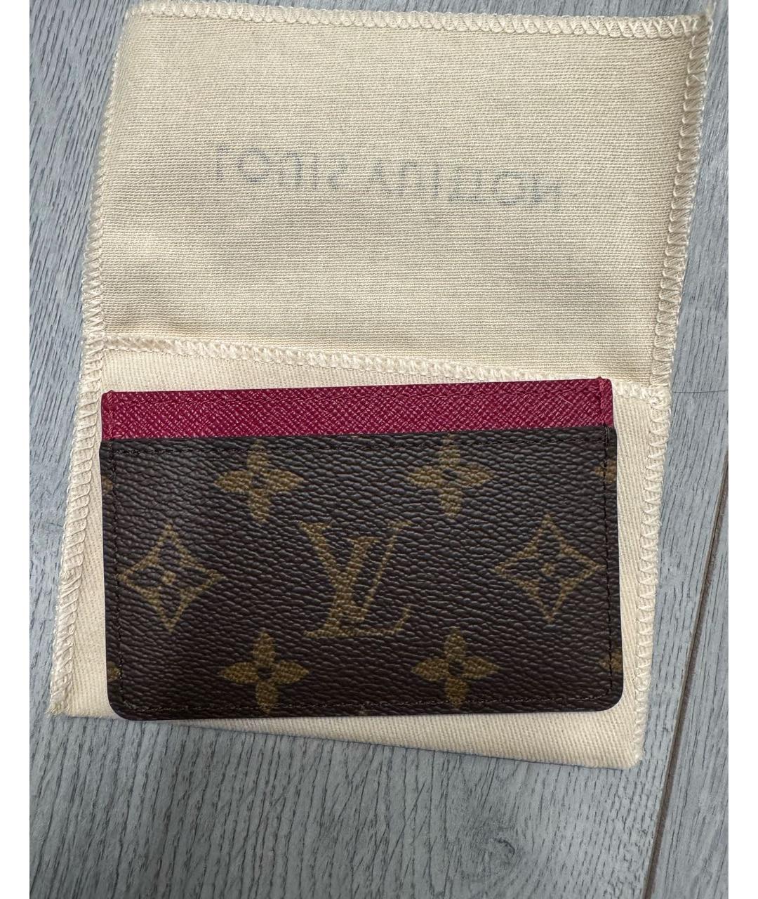 LOUIS VUITTON Коричневый кожаный кардхолдер, фото 5