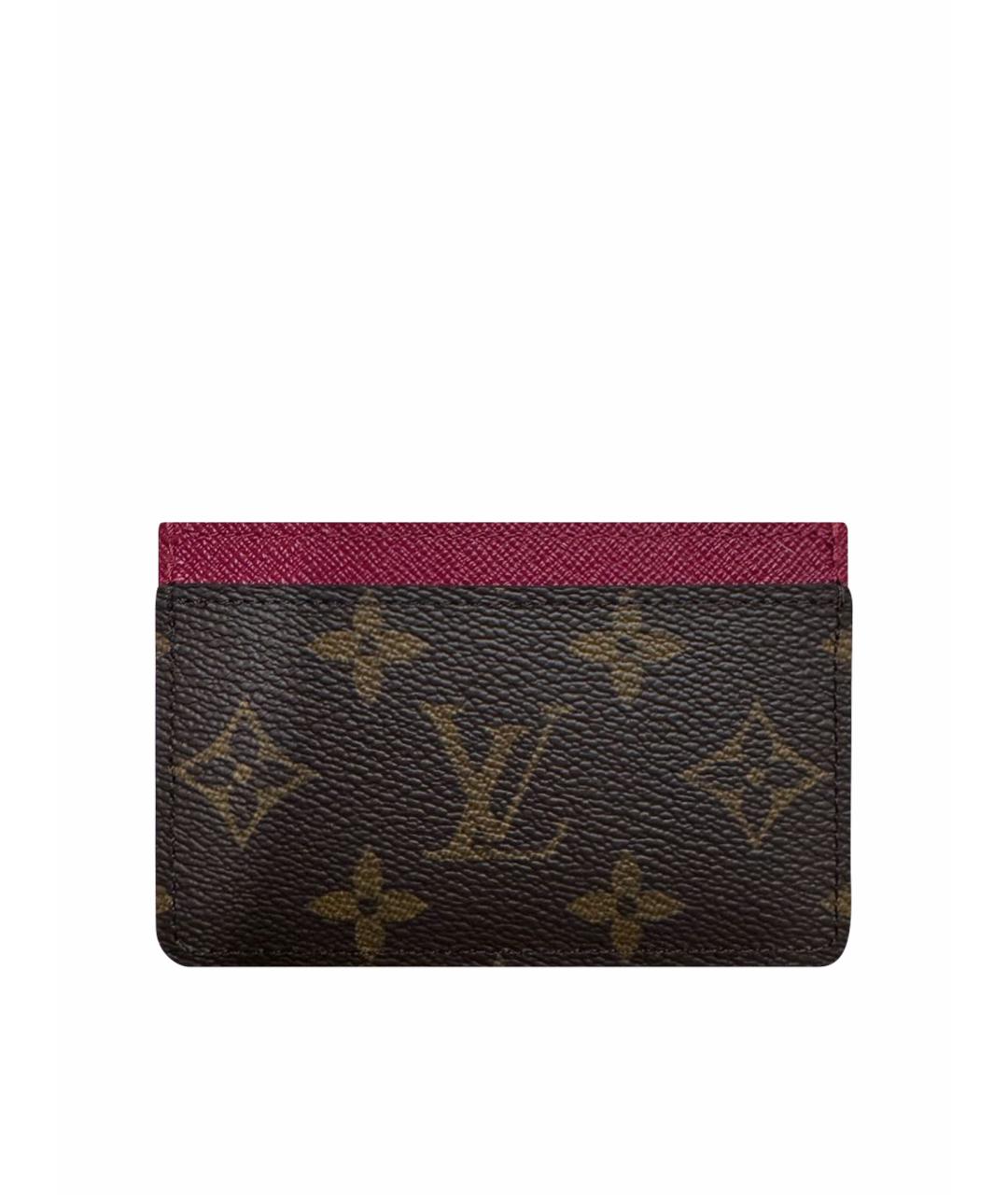 LOUIS VUITTON Коричневый кожаный кардхолдер, фото 1