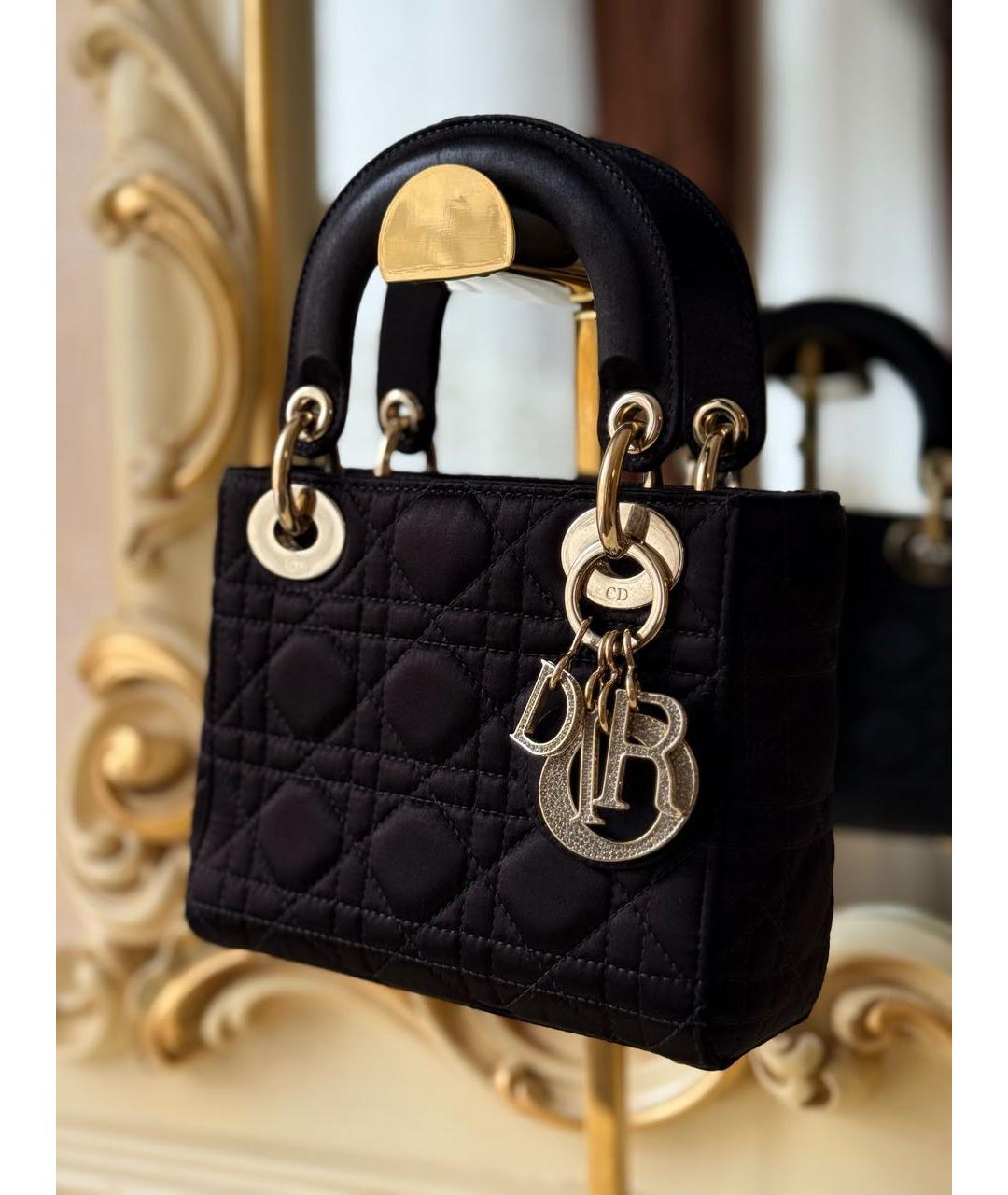 CHRISTIAN DIOR Черная тканевая сумка с короткими ручками, фото 2