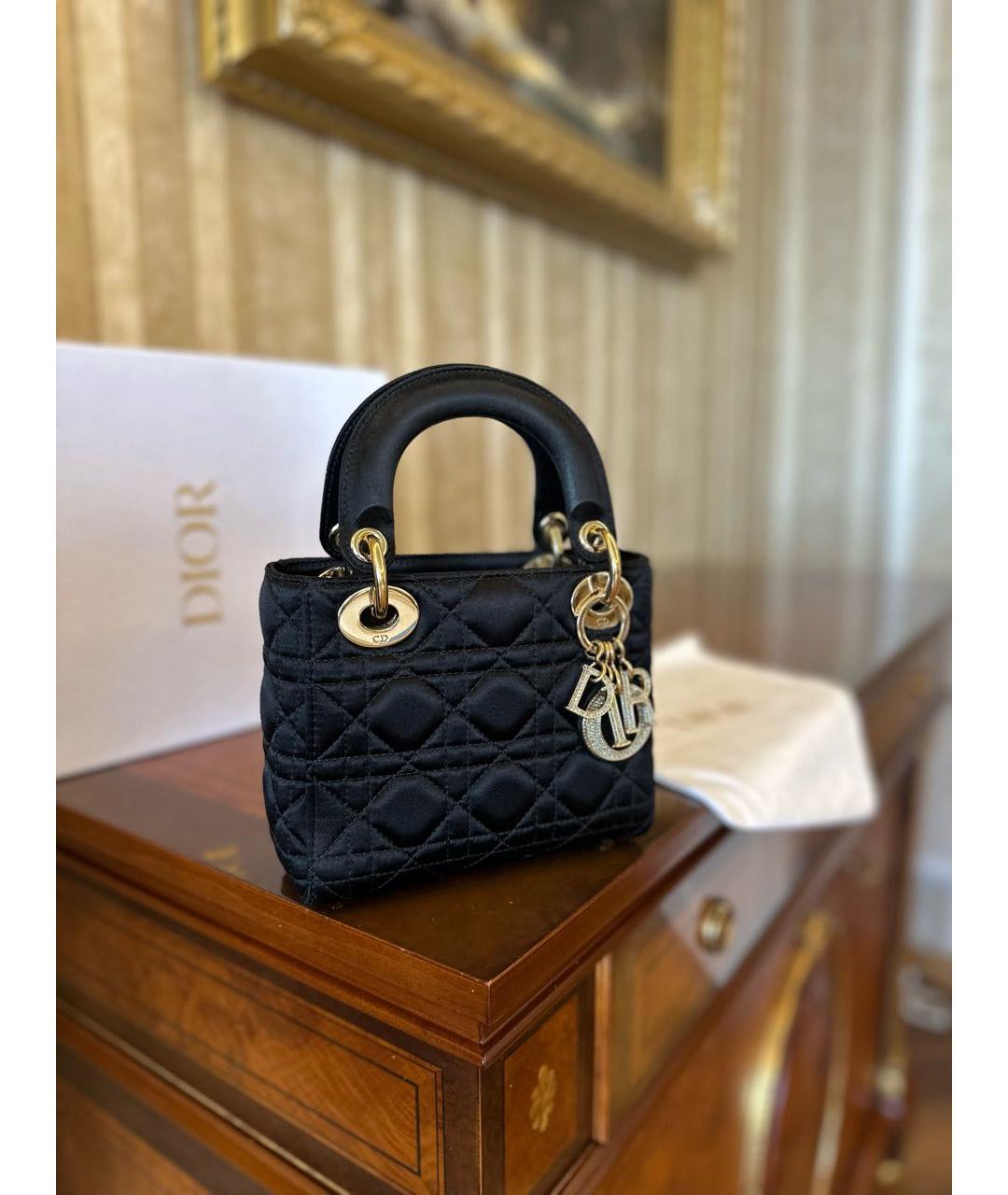CHRISTIAN DIOR Черная тканевая сумка с короткими ручками, фото 5