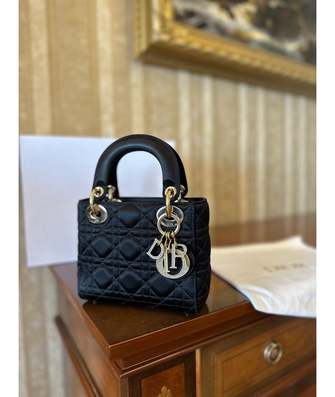 CHRISTIAN DIOR Черная тканевая сумка с короткими ручками, фото 3