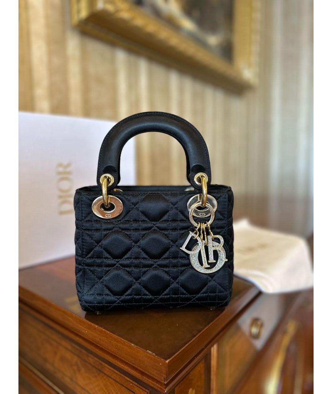 CHRISTIAN DIOR Черная тканевая сумка с короткими ручками, фото 2
