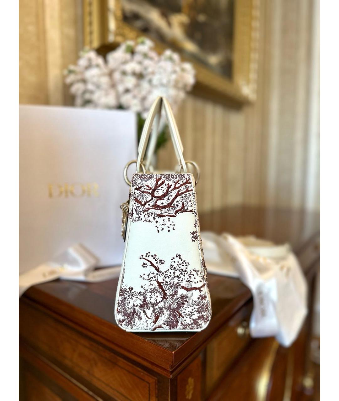 CHRISTIAN DIOR Белая кожаная сумка с короткими ручками, фото 5