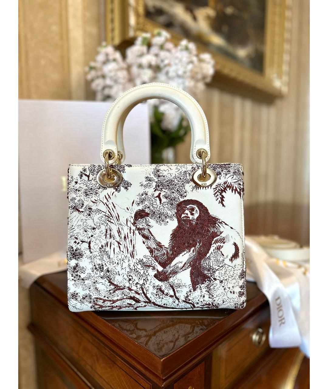 CHRISTIAN DIOR Белая кожаная сумка с короткими ручками, фото 4