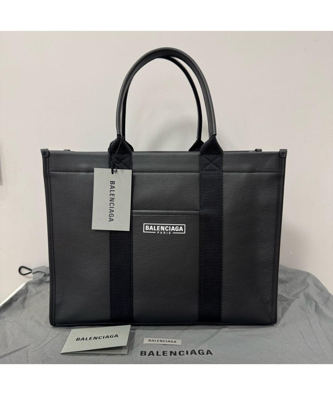 BALENCIAGA Черная кожаная сумка тоут, фото 9