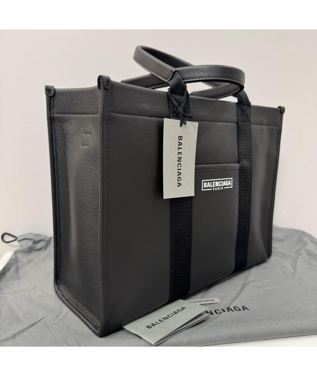 BALENCIAGA Черная кожаная сумка тоут, фото 2