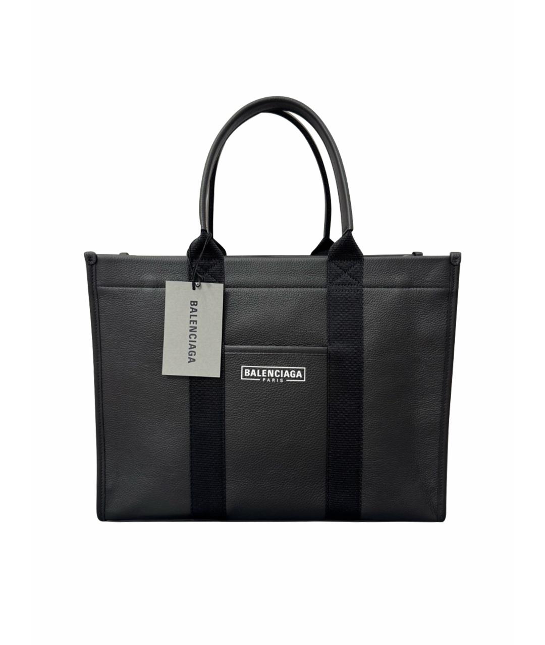 BALENCIAGA Черная кожаная сумка тоут, фото 1