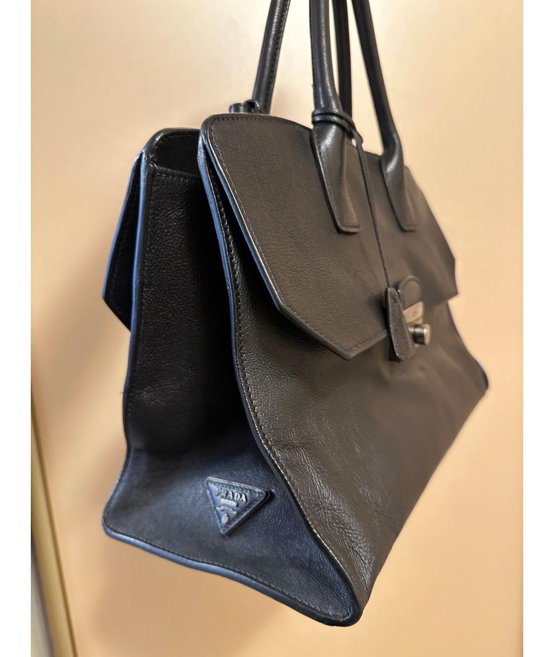 PRADA Черная кожаная сумка тоут, фото 2