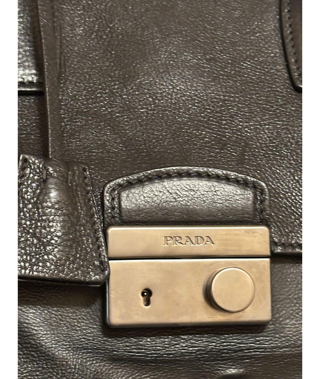 PRADA Черная кожаная сумка тоут, фото 6