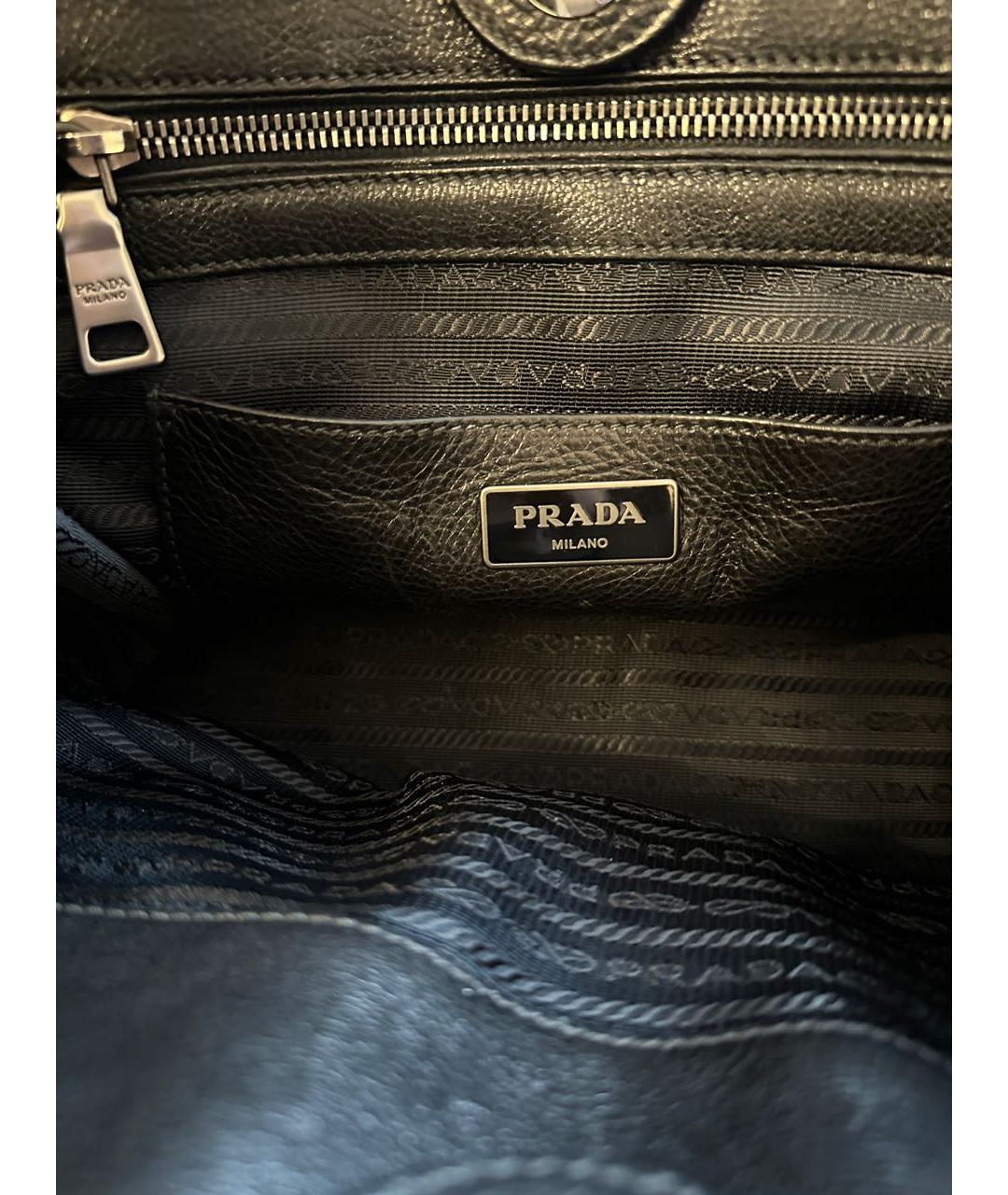 PRADA Черная кожаная сумка тоут, фото 7