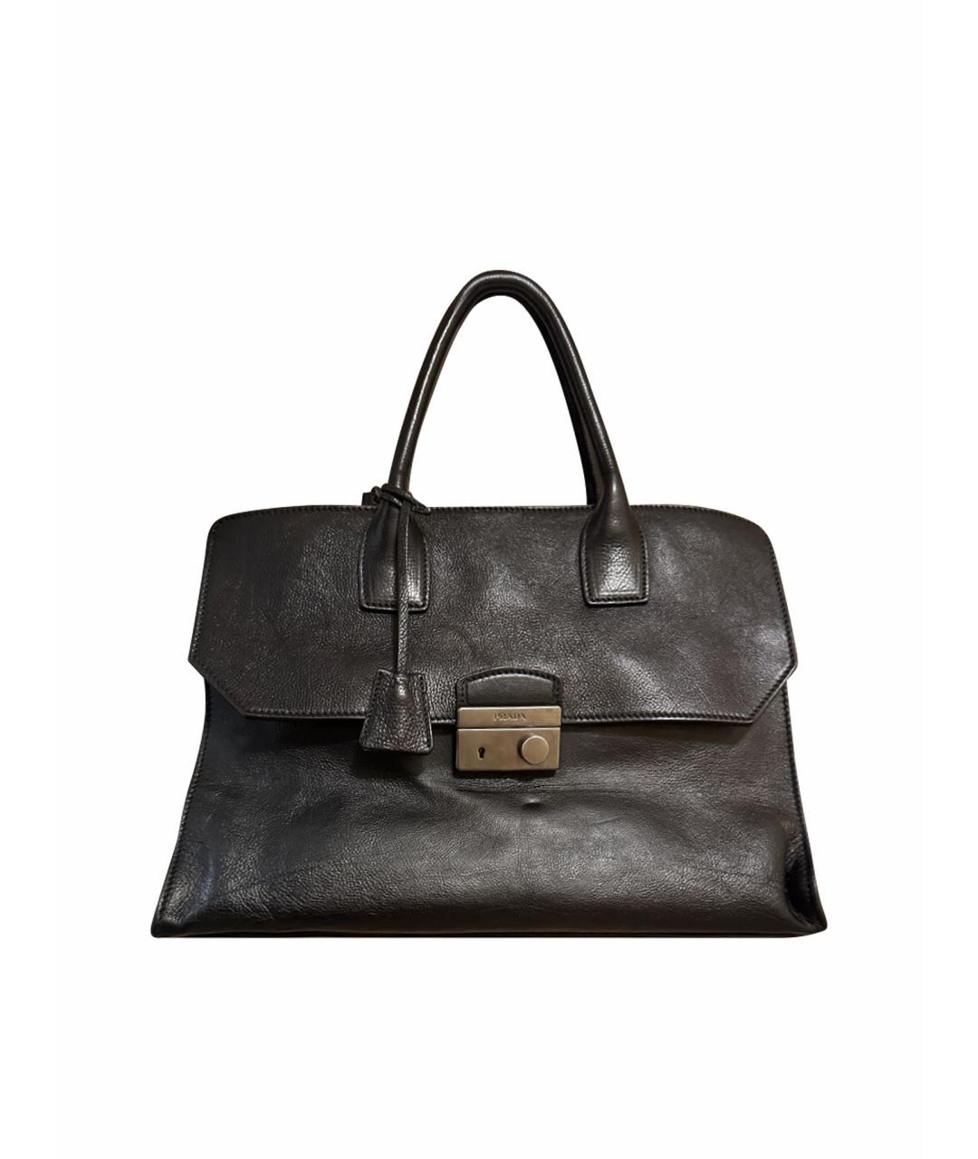 PRADA Черная кожаная сумка тоут, фото 1