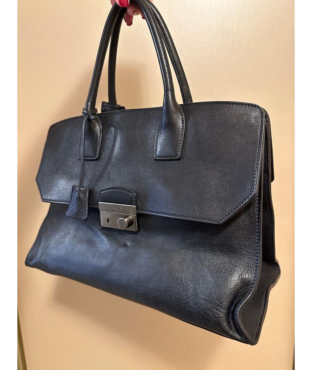 PRADA Черная кожаная сумка тоут, фото 5