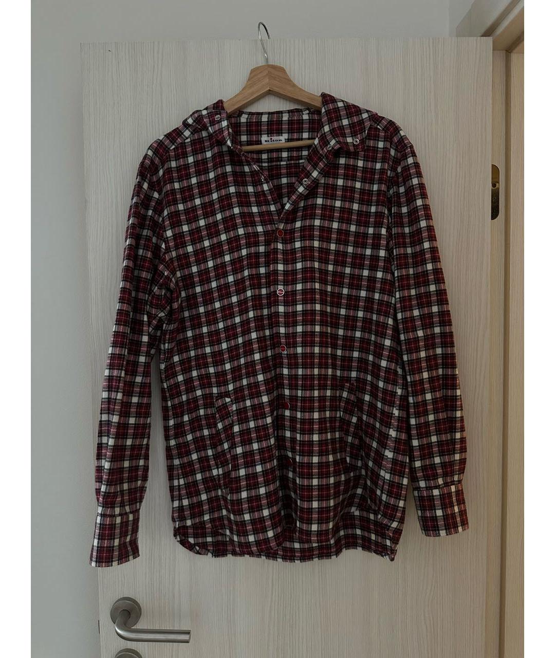 KITON Бордовая шерстяная кэжуал рубашка, фото 2