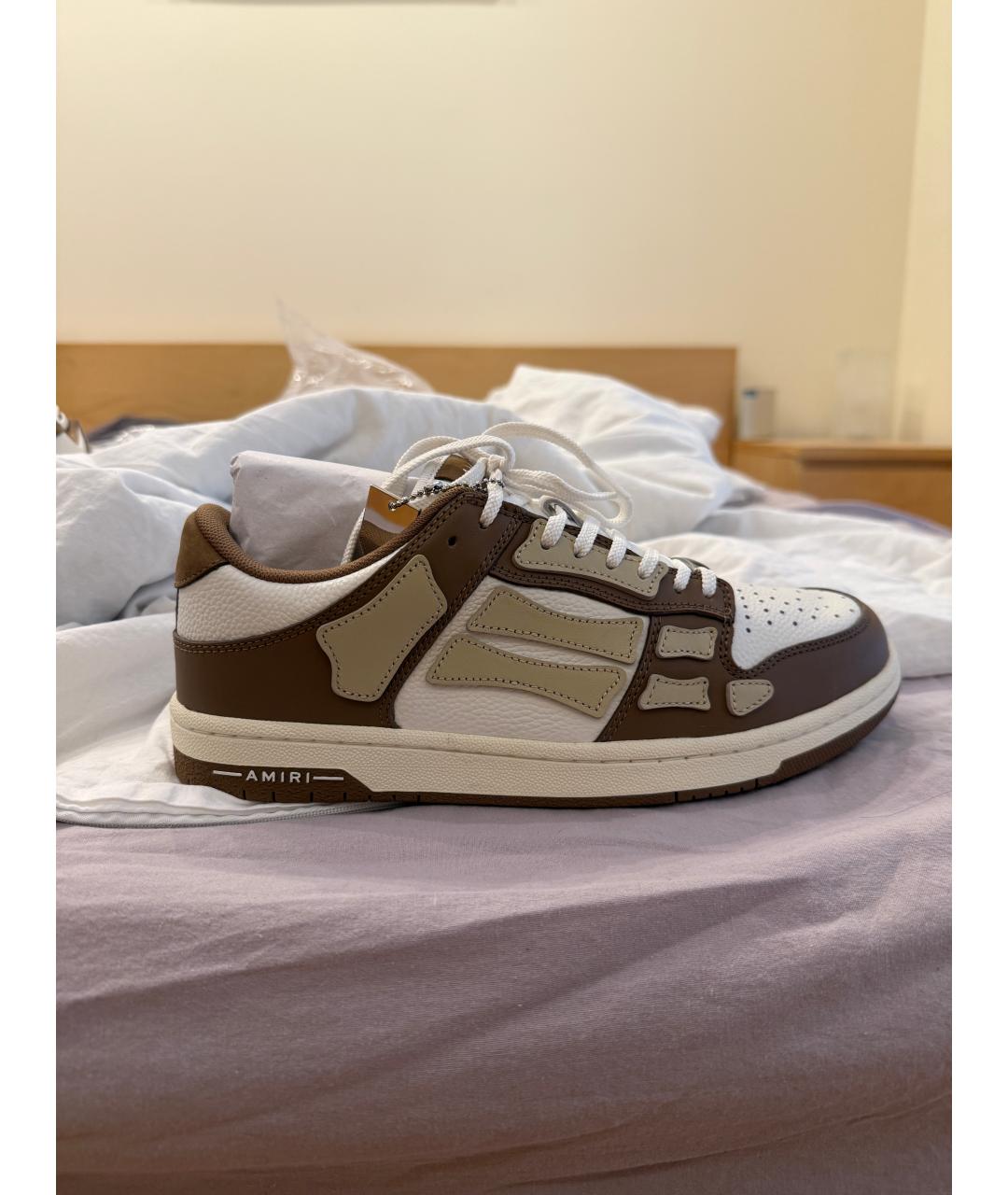 AMIRI Коричневые кожаные низкие кроссовки / кеды, фото 6