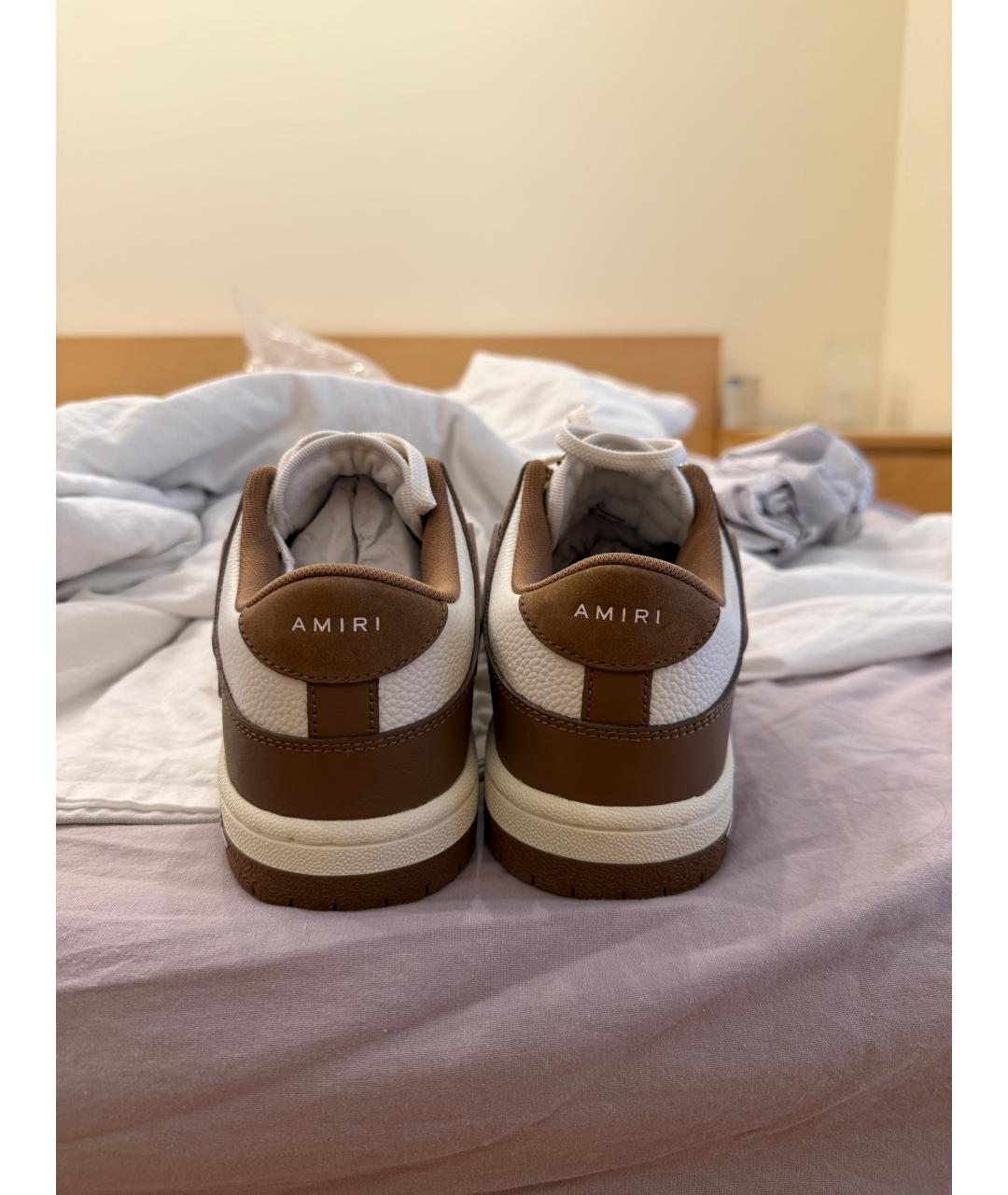 AMIRI Коричневые кожаные низкие кроссовки / кеды, фото 4