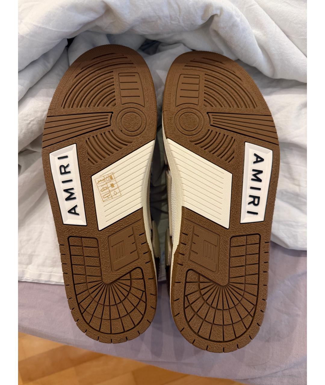 AMIRI Коричневые кожаные низкие кроссовки / кеды, фото 5