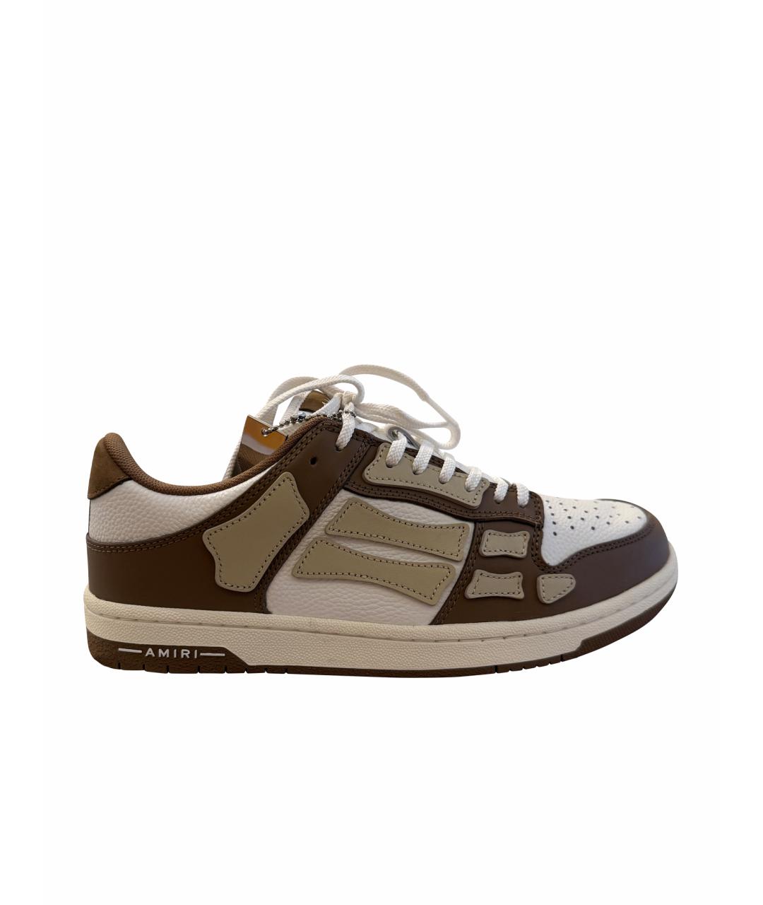 AMIRI Коричневые кожаные низкие кроссовки / кеды, фото 1