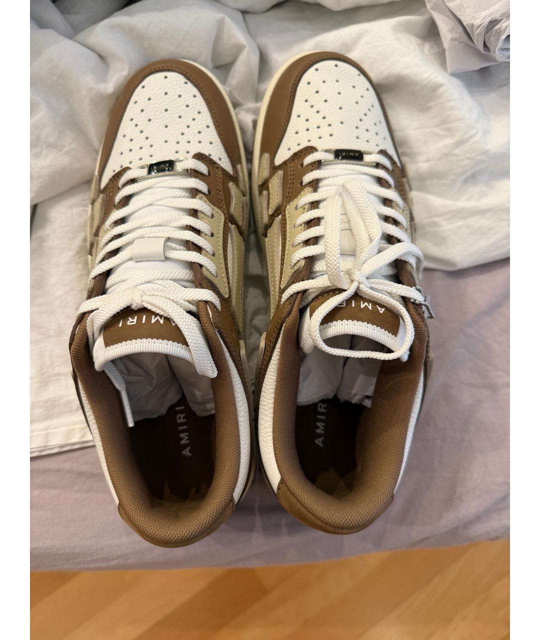 AMIRI Коричневые кожаные низкие кроссовки / кеды, фото 3