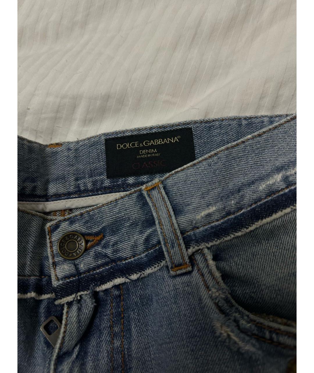 DOLCE&GABBANA Синие хлопковые прямые джинсы, фото 5