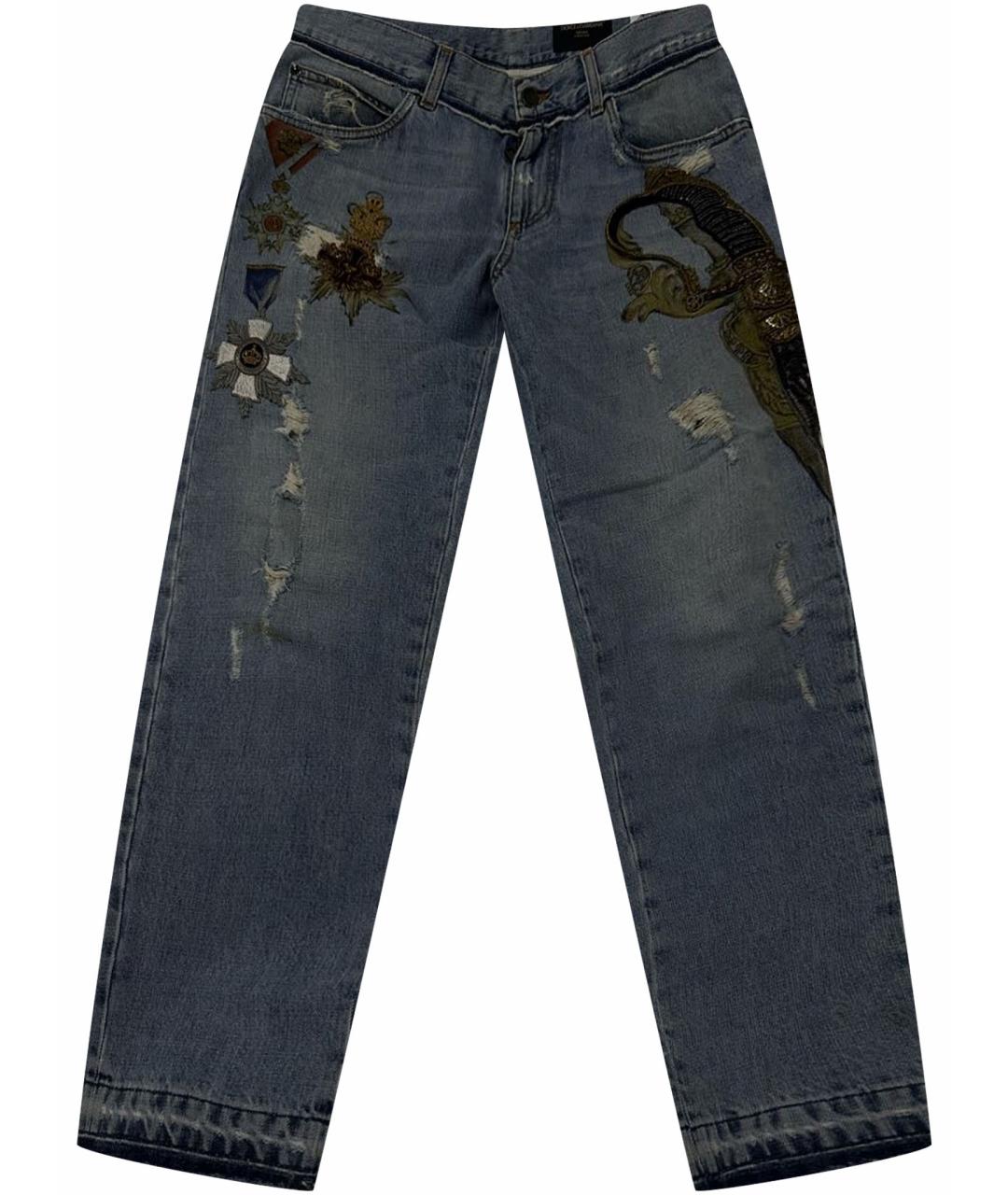 DOLCE&GABBANA Синие хлопковые прямые джинсы, фото 1