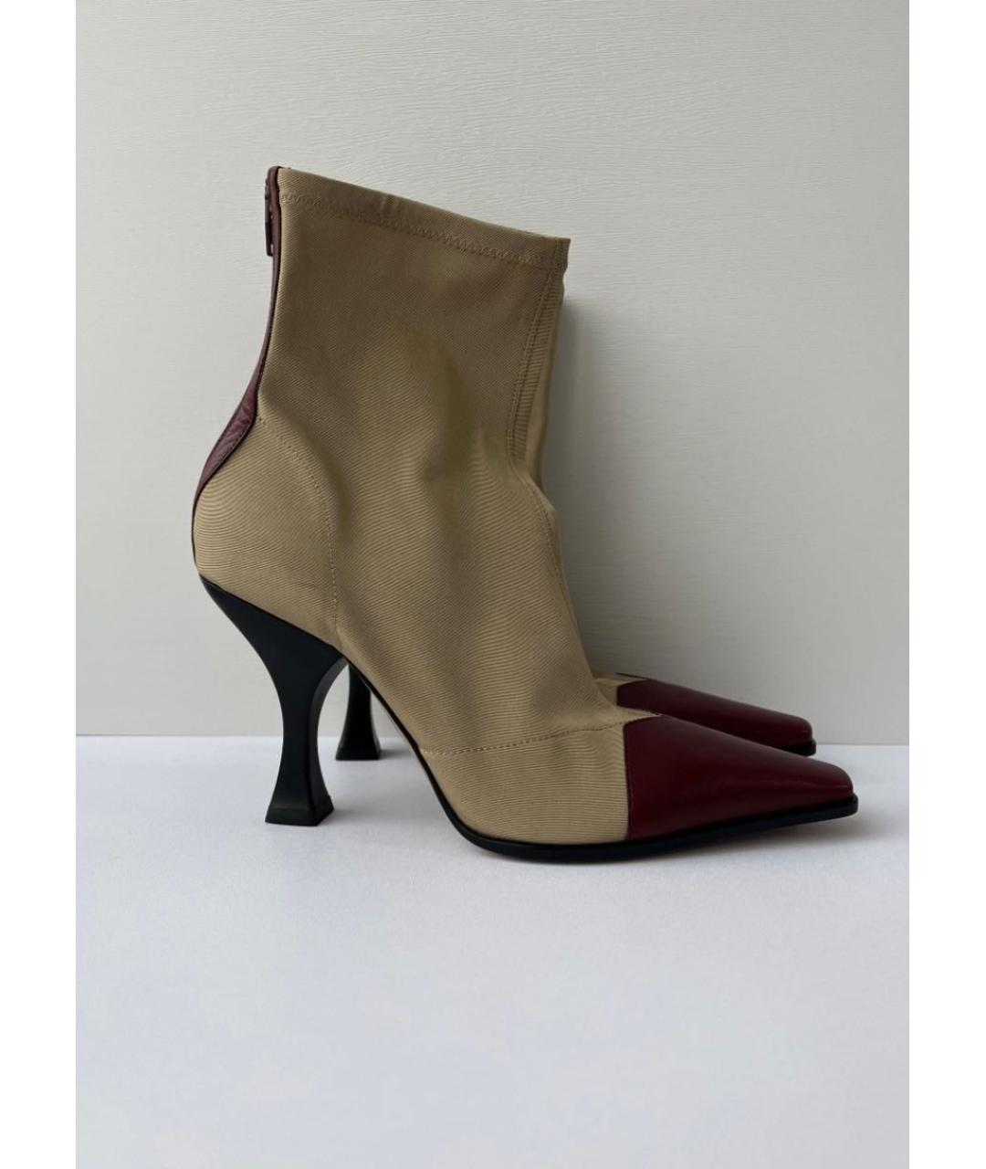 CELINE Бордовые кожаные ботильоны, фото 2
