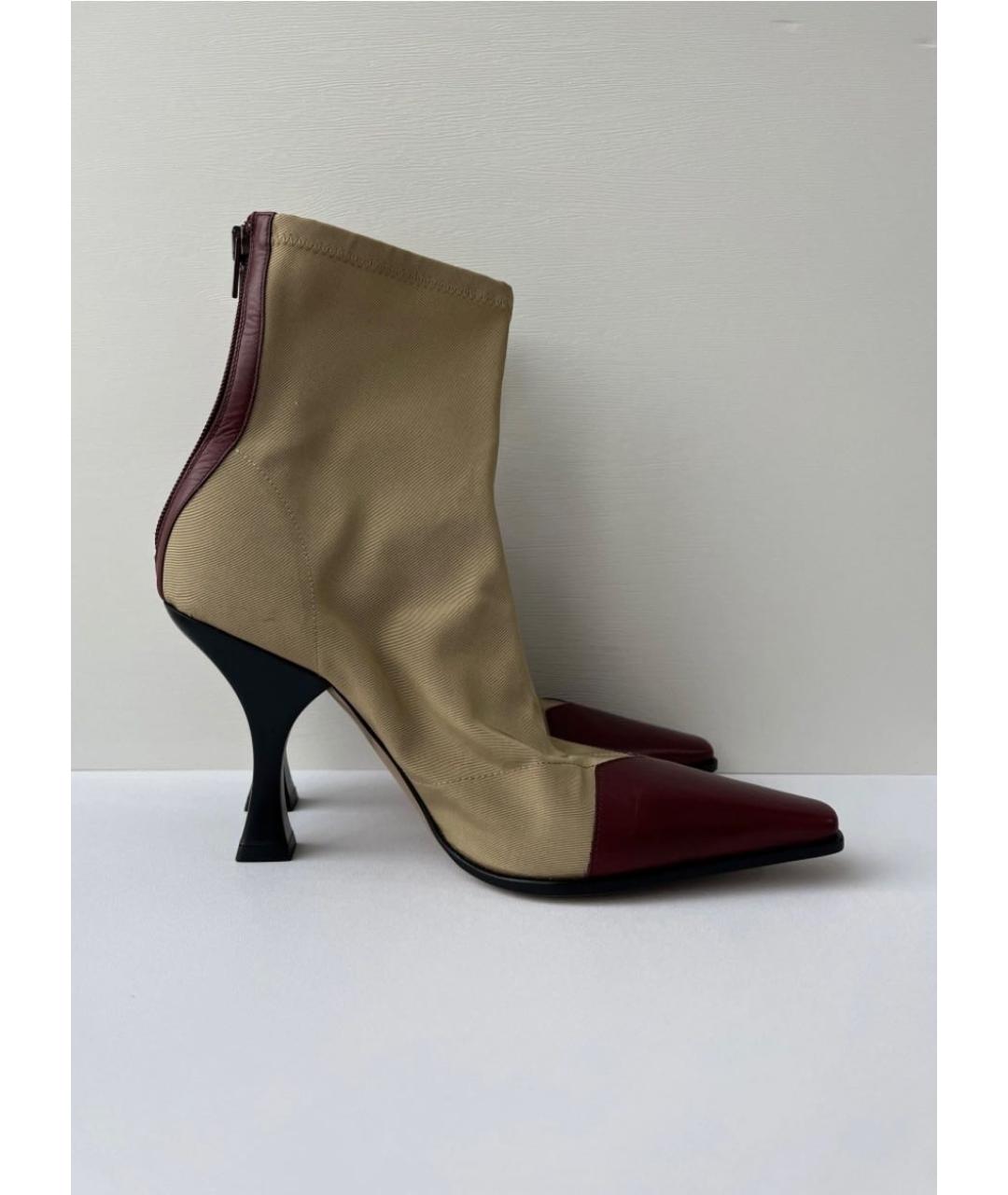 CELINE Бордовые кожаные ботильоны, фото 4