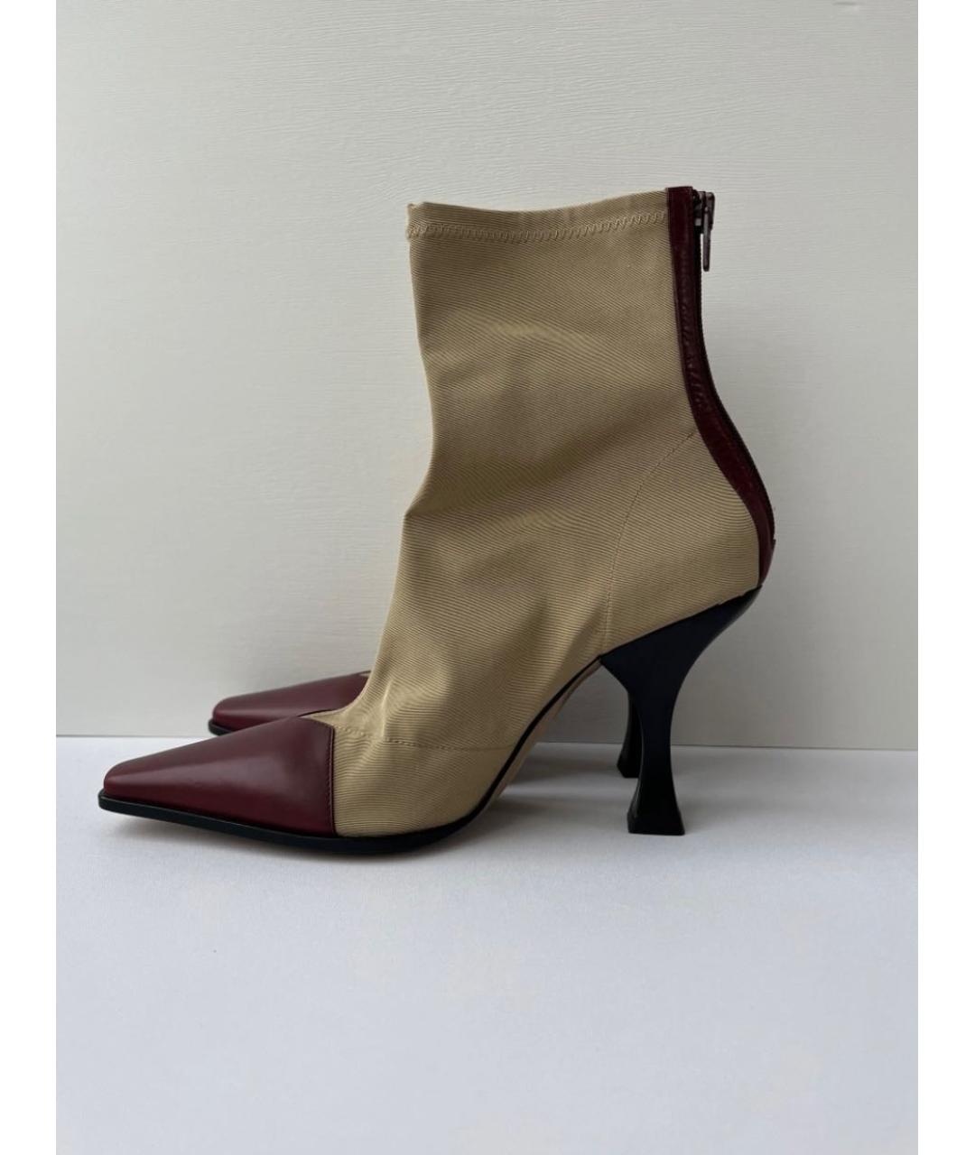 CELINE Бордовые кожаные ботильоны, фото 5