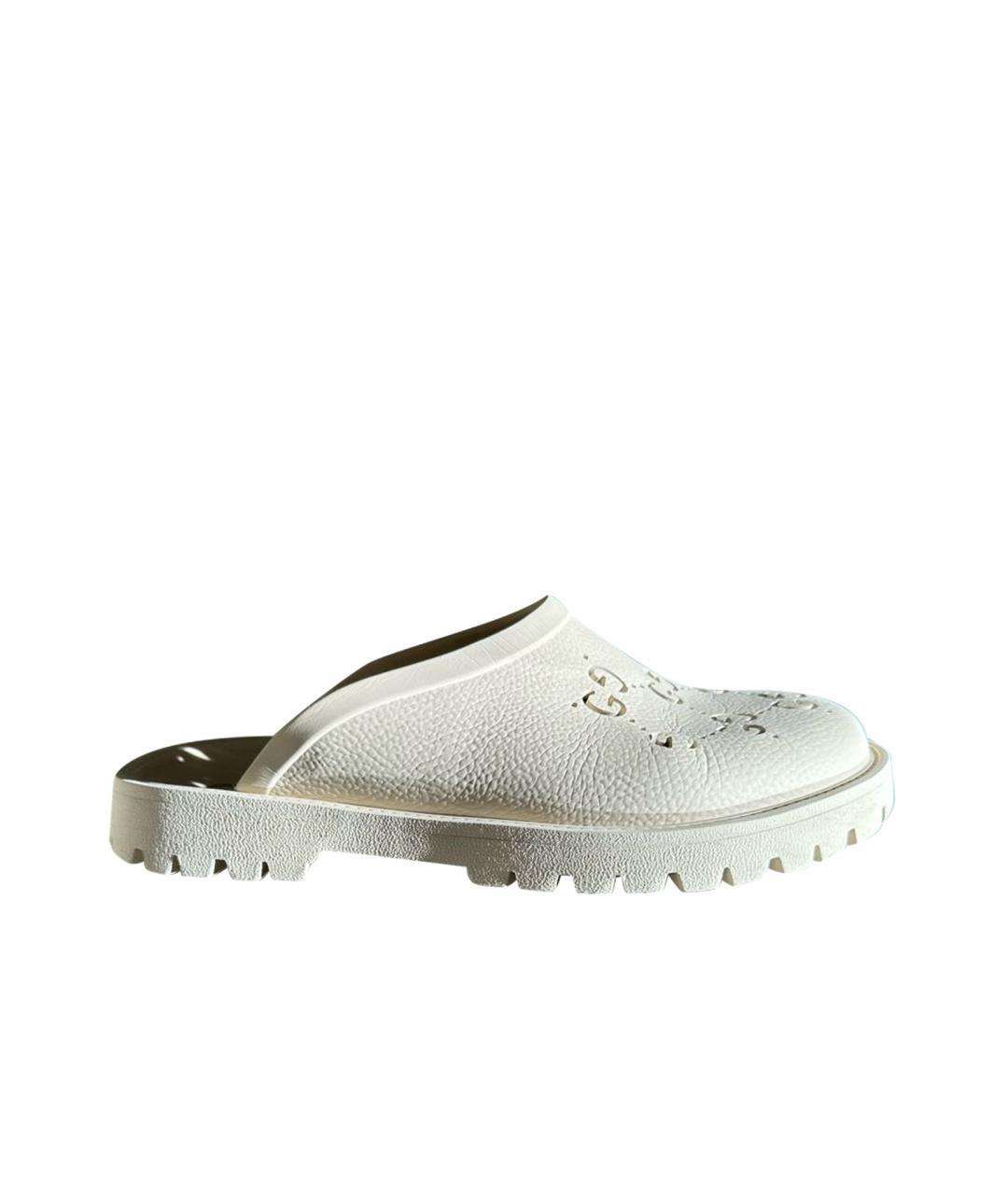 GUCCI Белые резиновые мюли, фото 1