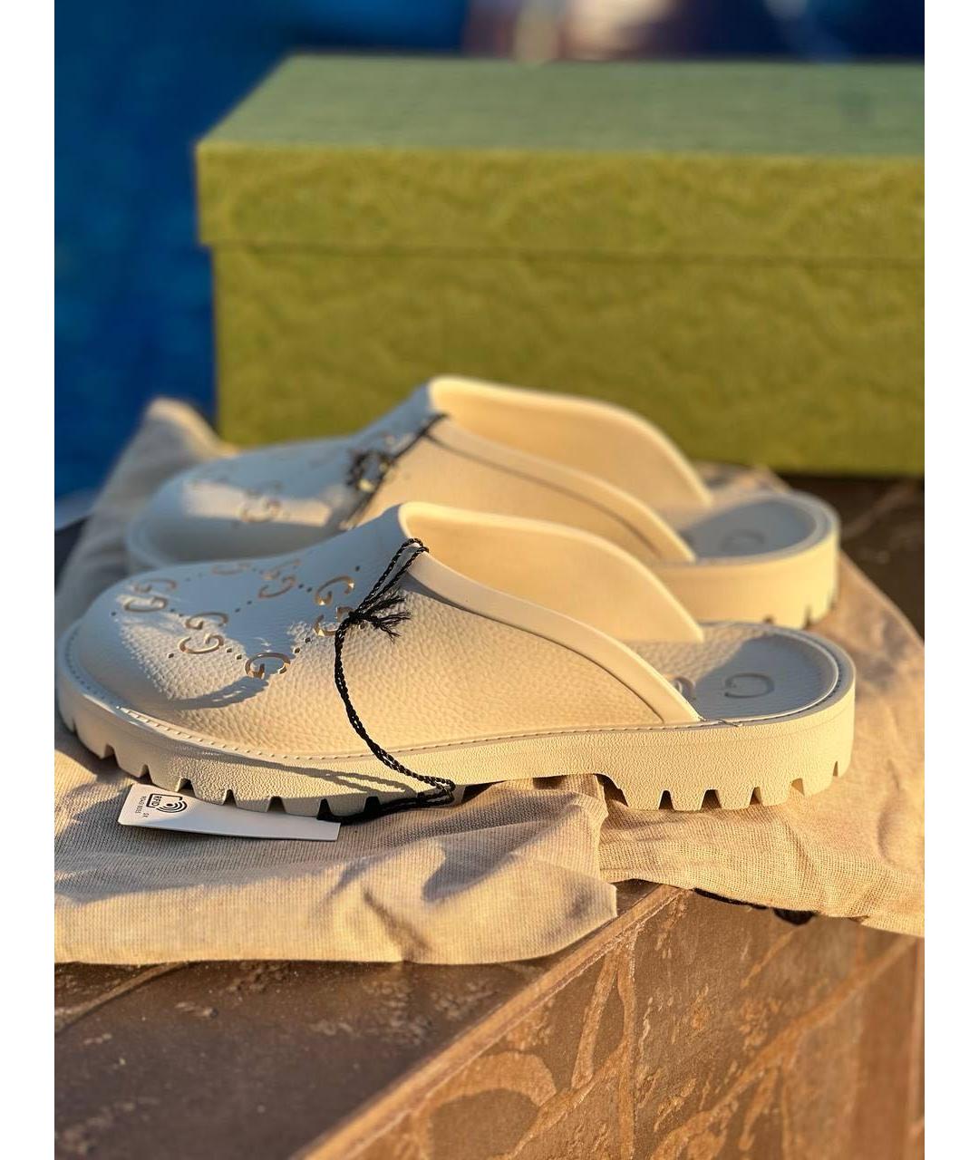 GUCCI Белые резиновые мюли, фото 2