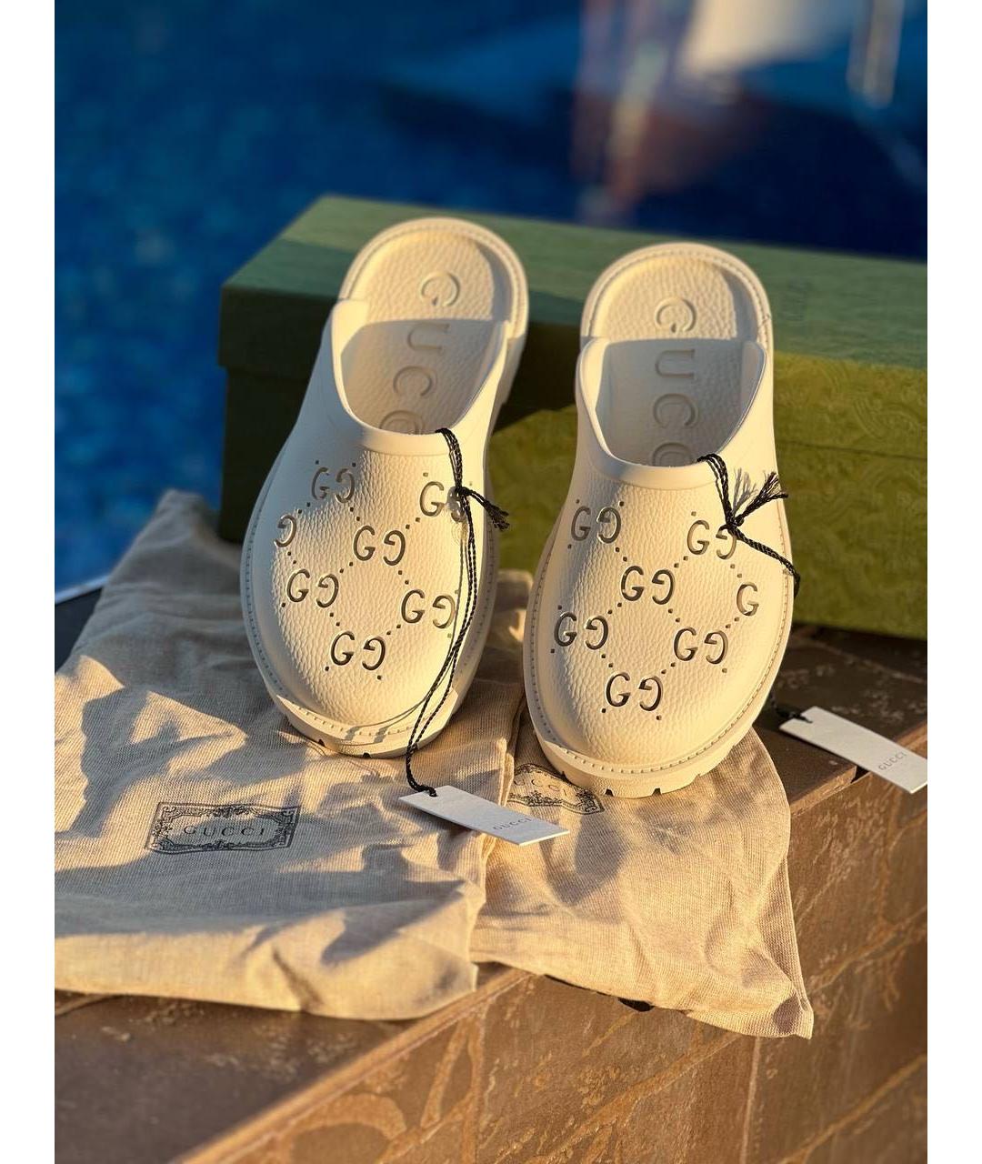 GUCCI Белые резиновые мюли, фото 3
