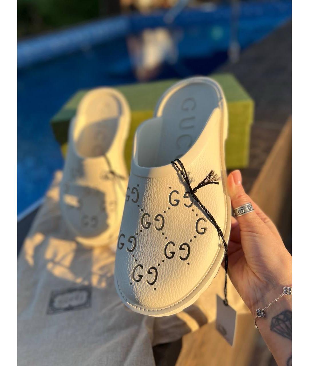 GUCCI Белые резиновые мюли, фото 4