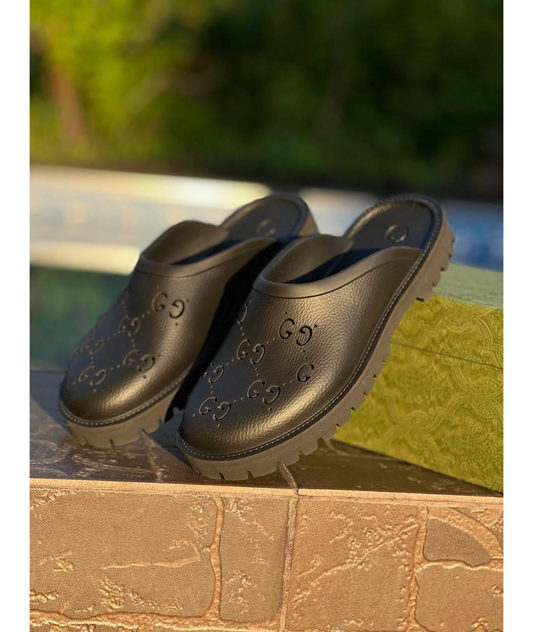 GUCCI Черные резиновые мюли, фото 5